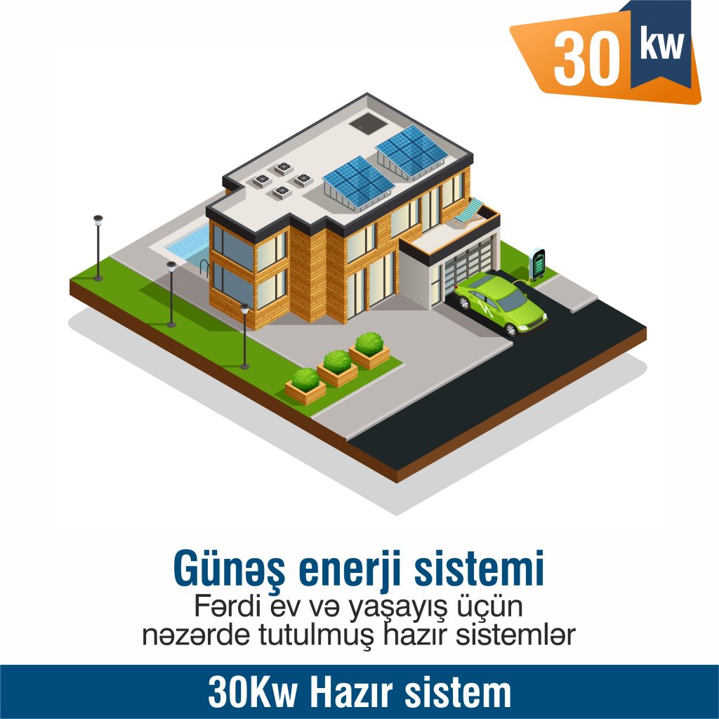  30Kw Yaşayış və kommersiya üçün hazır sistem 